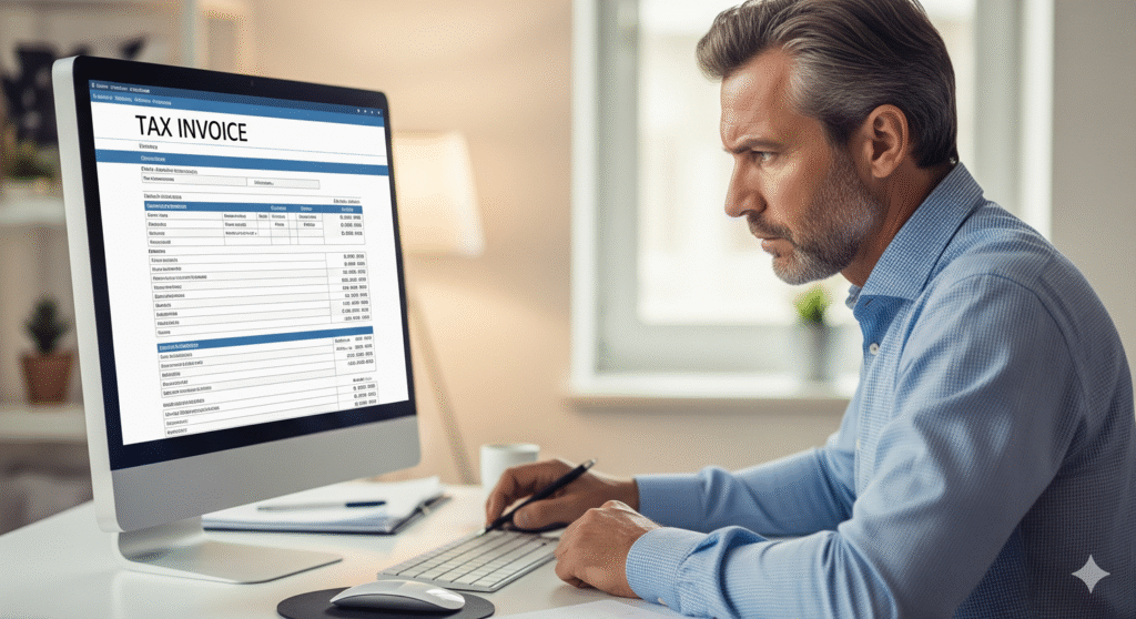 pengusaha sedang membuat faktur pajak