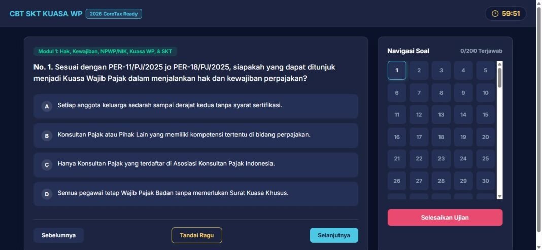 aplikasi ujian simulasi SKT Pihak Lain