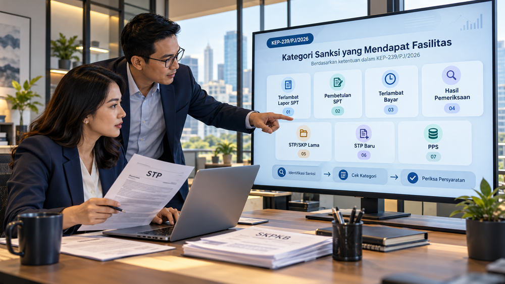 Tujuh kategori sanksi pajak yang mendapat fasilitas pengurangan atau penghapusan menurut KEP-239/PJ/2026.