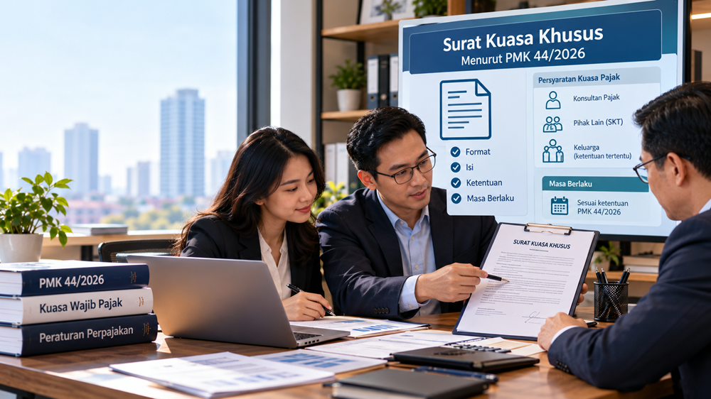 Profesional pajak Indonesia membahas format dan persyaratan Surat Kuasa Khusus menurut PMK 44 Tahun 2026.